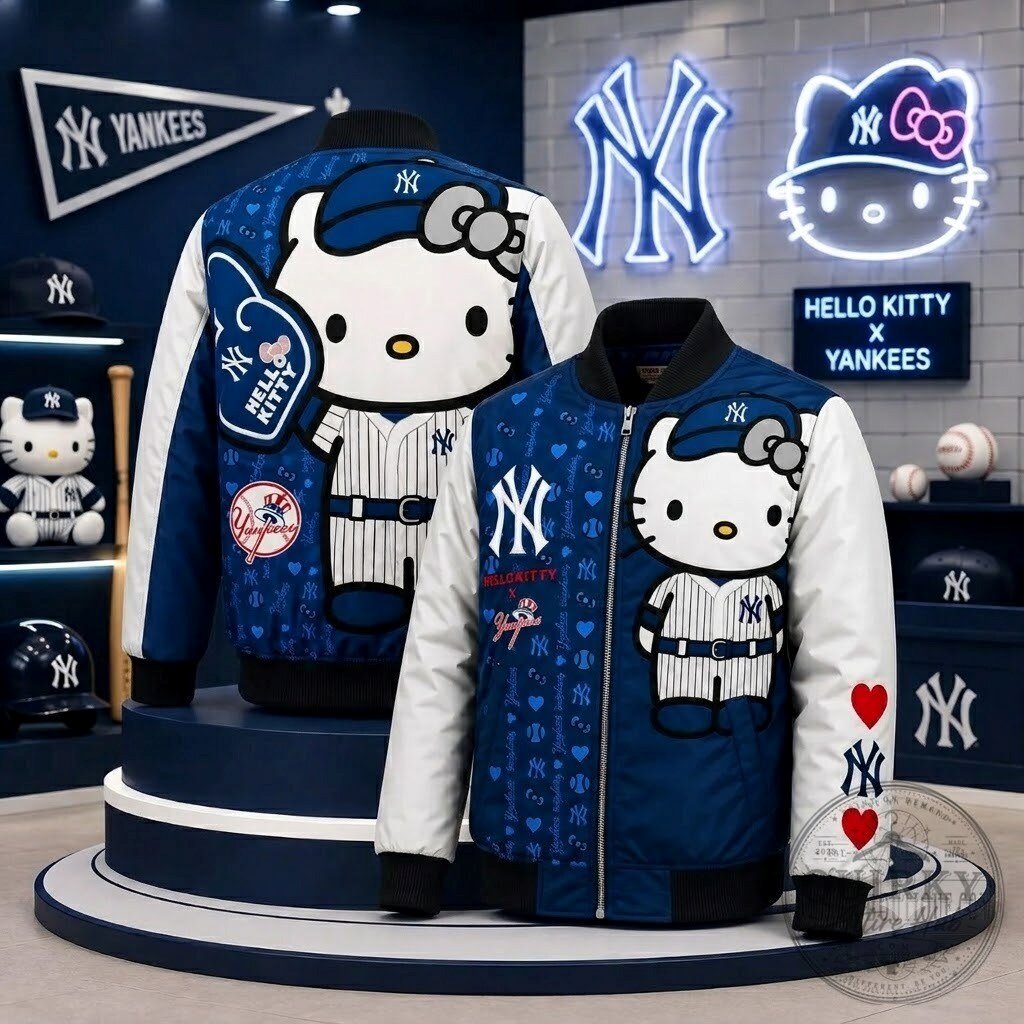 Yankees Hello Kitty Bomber Jacket Full-Zip Yankees Hello Kitty Bomber Jacket Full-Zip
