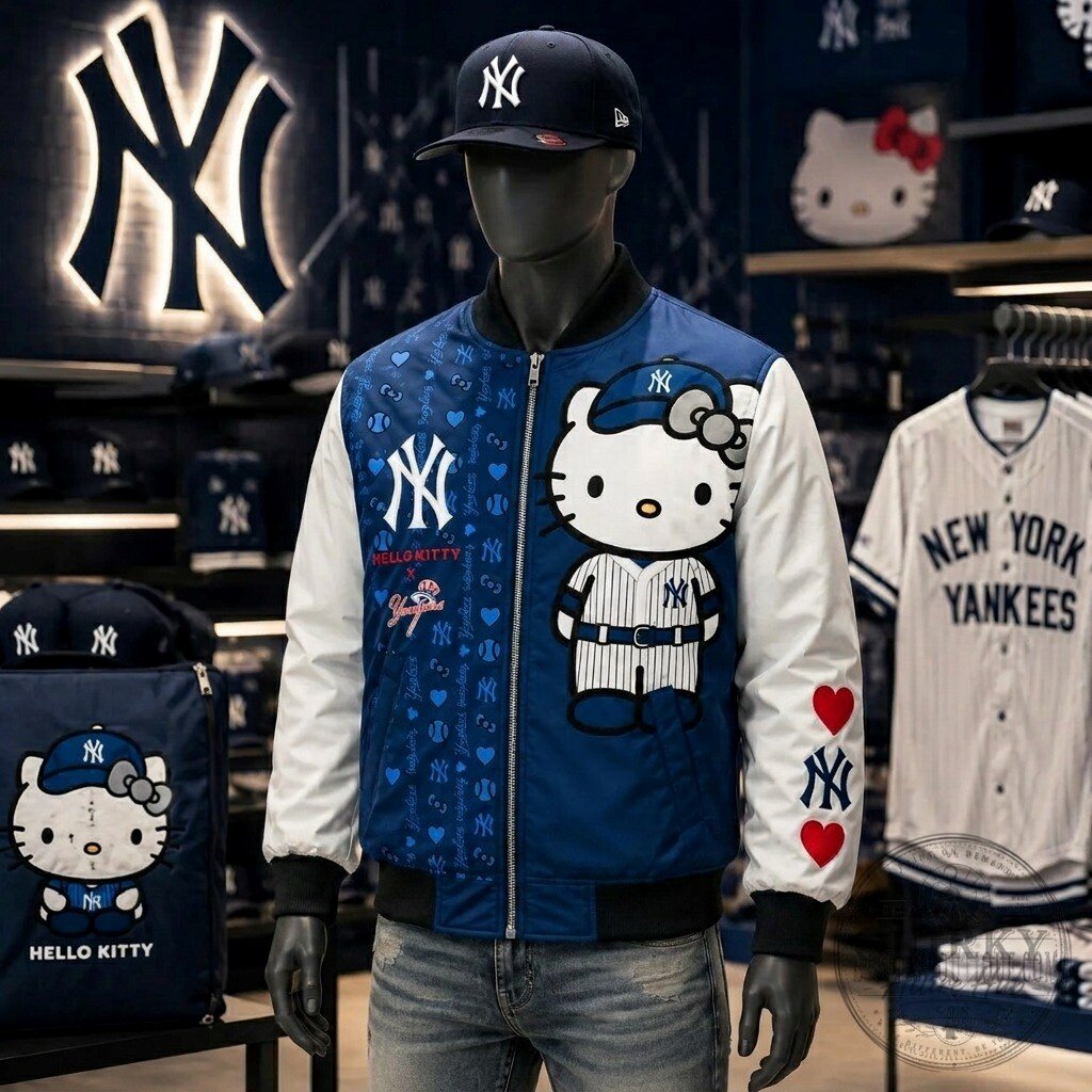 Yankees Hello Kitty Bomber Jacket Full-Zip Yankees Hello Kitty Bomber Jacket Full-Zip