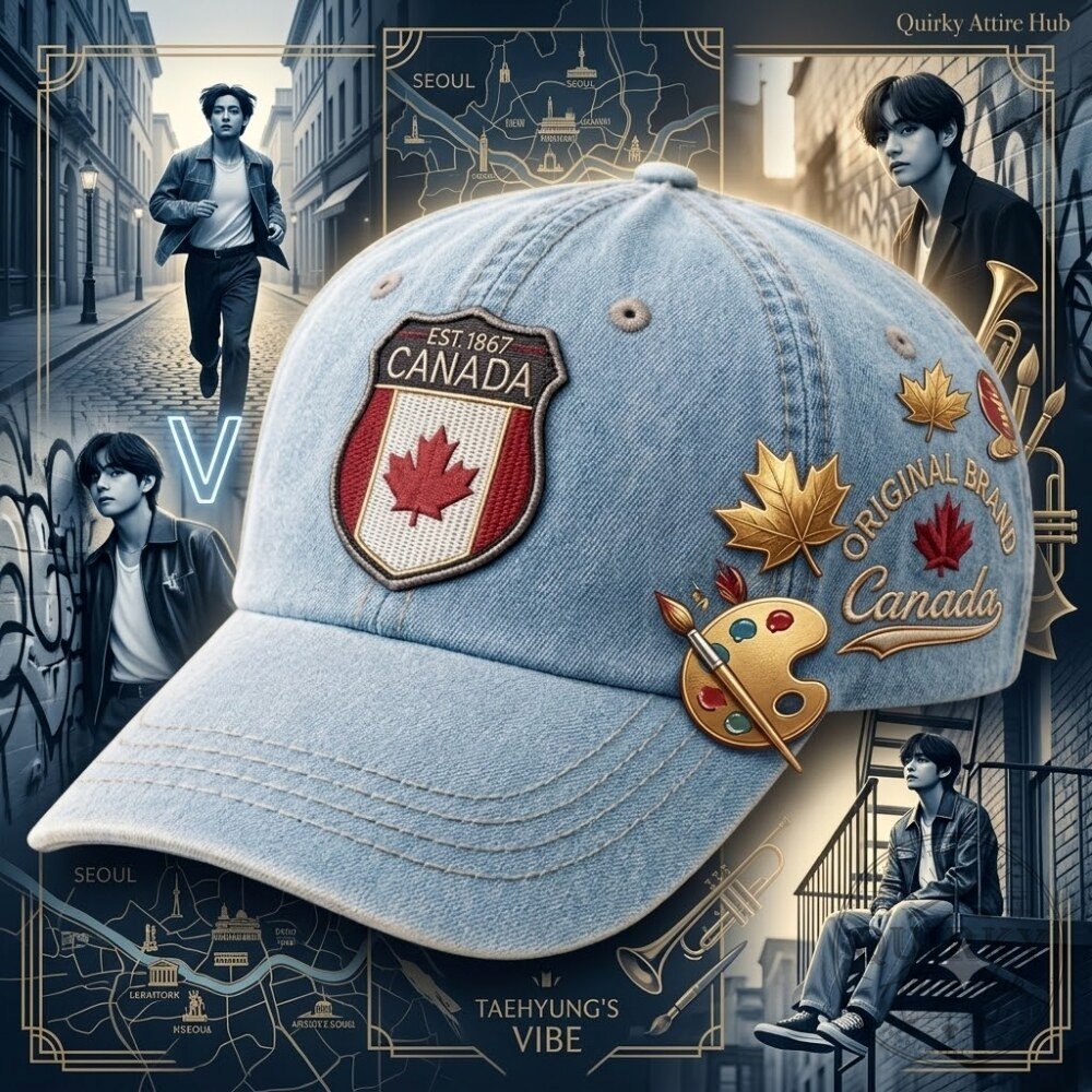 V BTS Canada Heritage Crest Cap Trendy Hat V BTS Canada Heritage Crest Cap - Stylish Fan Hat – image 3 of 3