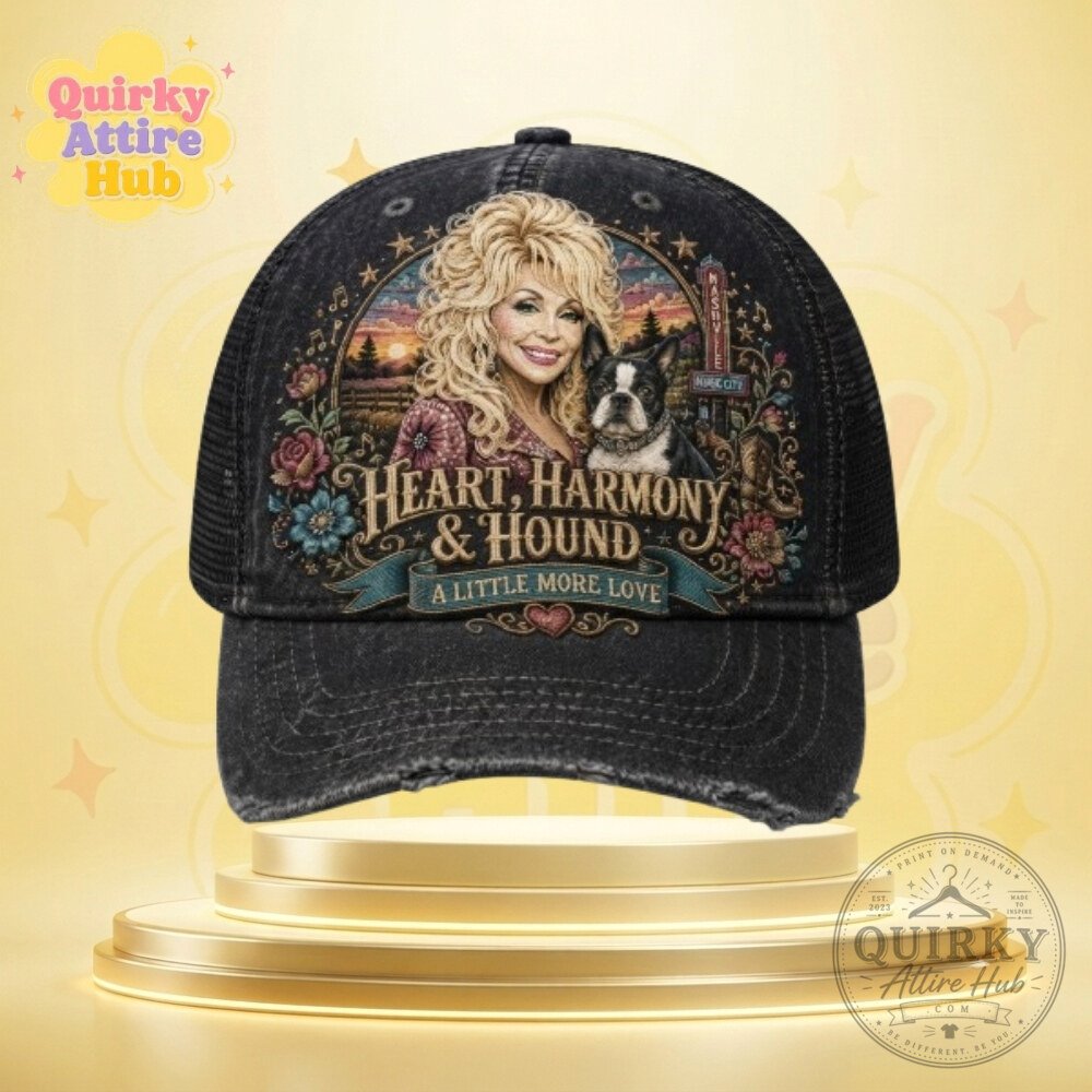 Dolly Parton Beloved Dogs Tribute Trucker Hat Graphic Mesh Cap