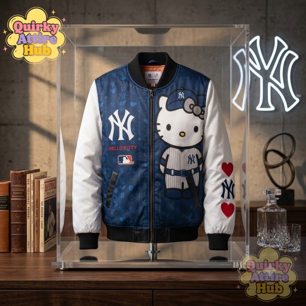 New York Yankees Hello Kitty Bomber Jacket Full-Zip Baseball Jacket (6) Yankees x Hello Kitty Bomber Jacket – Full-Zip New York Stadium Style — image 6