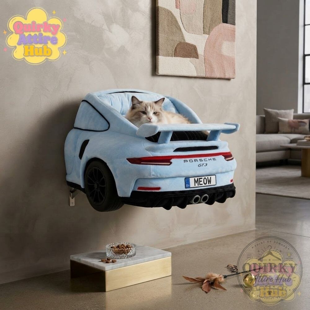 Porsche GT3 Wall Mounted Cat Bed Roost Cruiser Luxury Sports Car Shaped Plush Porsche GT3 Wall Mounted Cat Bed - Luxury Sports Car Plush Roost – image 9 of 16