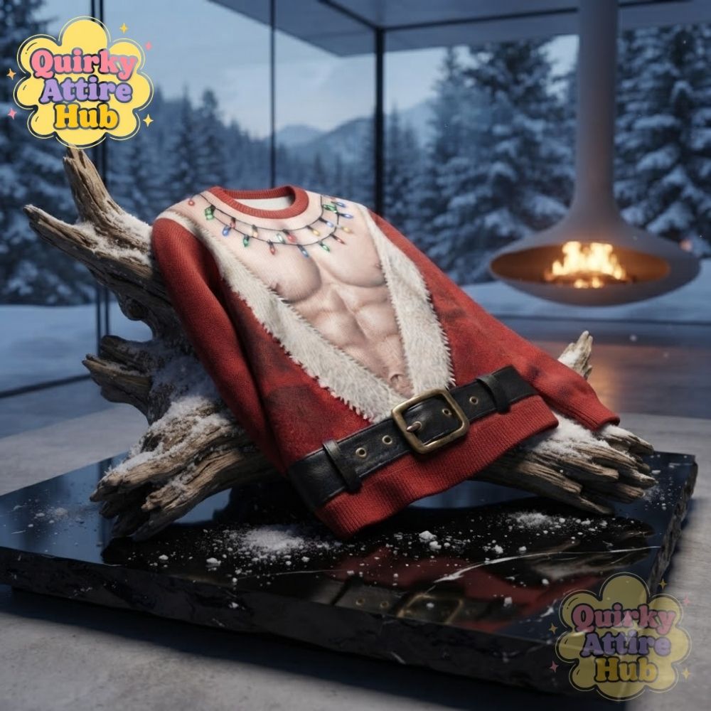 Funny Santa Abs Ugly Sweatshirt Hairy Chest 3D Print Holiday (5) Funny Hairy Chest Santa Abs 3D Print Ugly Holiday Sweatshirt — image 5