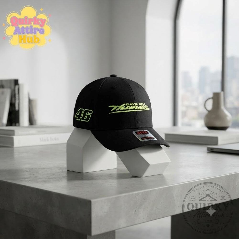Days of Thunder 2028 Hat Black Baseball Cap #46 Neon Green Embroidery Days of Thunder 2028 Black Baseball Cap #46 Neon Green – image 6 of 8