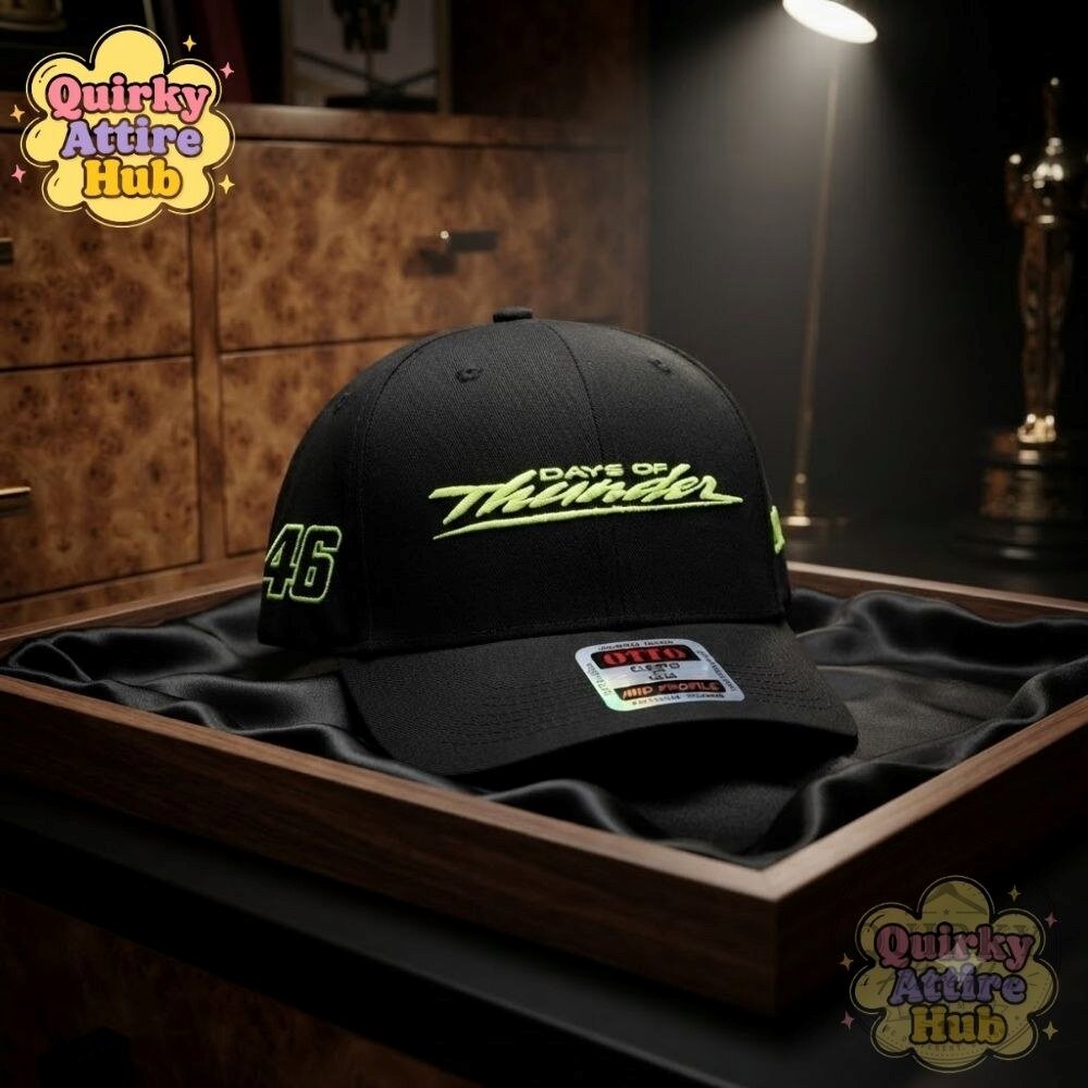 Days of Thunder 2028 Hat Black Baseball Cap #46 Neon Green Embroidery Days of Thunder 2028 Black Baseball Cap #46 Neon Green – image 7 of 8