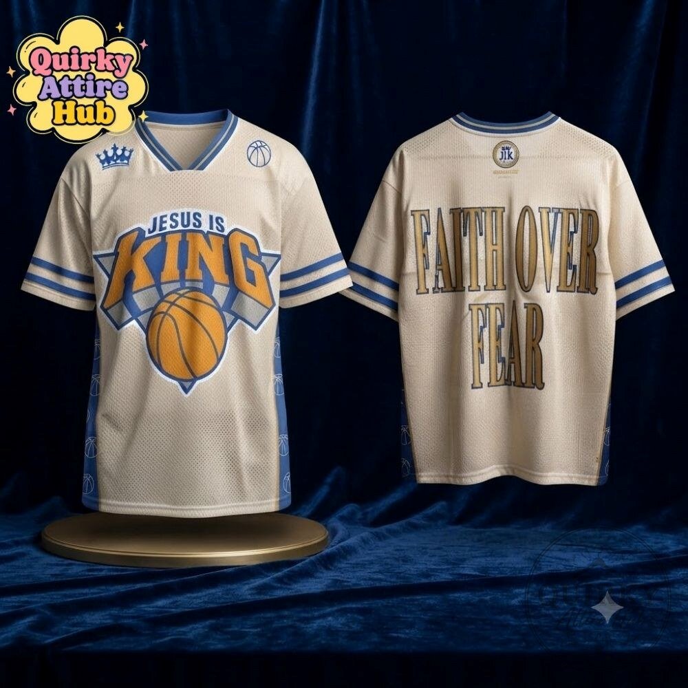 Jesus Is King Christian Basketball Jersey Knicks Inspired Streetwear 17 Jesus Is King Christian Basketball Jersey Knicks Inspired Streetwear