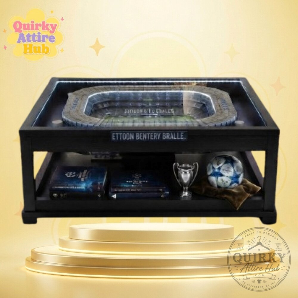 "Illuminate Your Space with Real Madrid LED 3D Stadium Coffee Table" 3 Real Madrid Football Stadium Coffee Table Lighted 3D Stadium LED Table