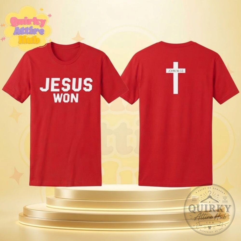 Ohio State Jesus Won Shirt Just Here to Give God Glory Red Tee