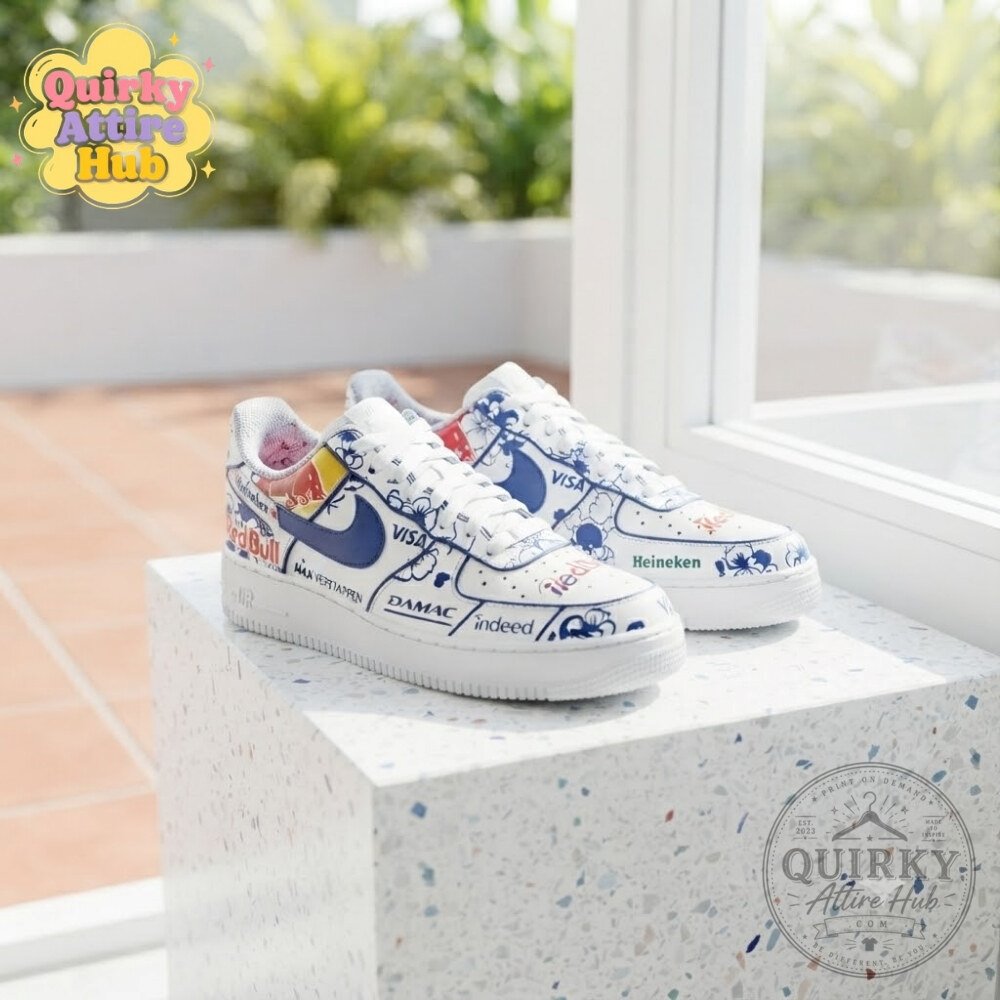Max Verstappen 2026 Delft Blue Dutch GP Air Force 1 Shoes F1 Racing Sneakers 20 Max Verstappen 2026 Delft Blue Dutch GP Air Force 1 Shoes F1 Racing Sneakers