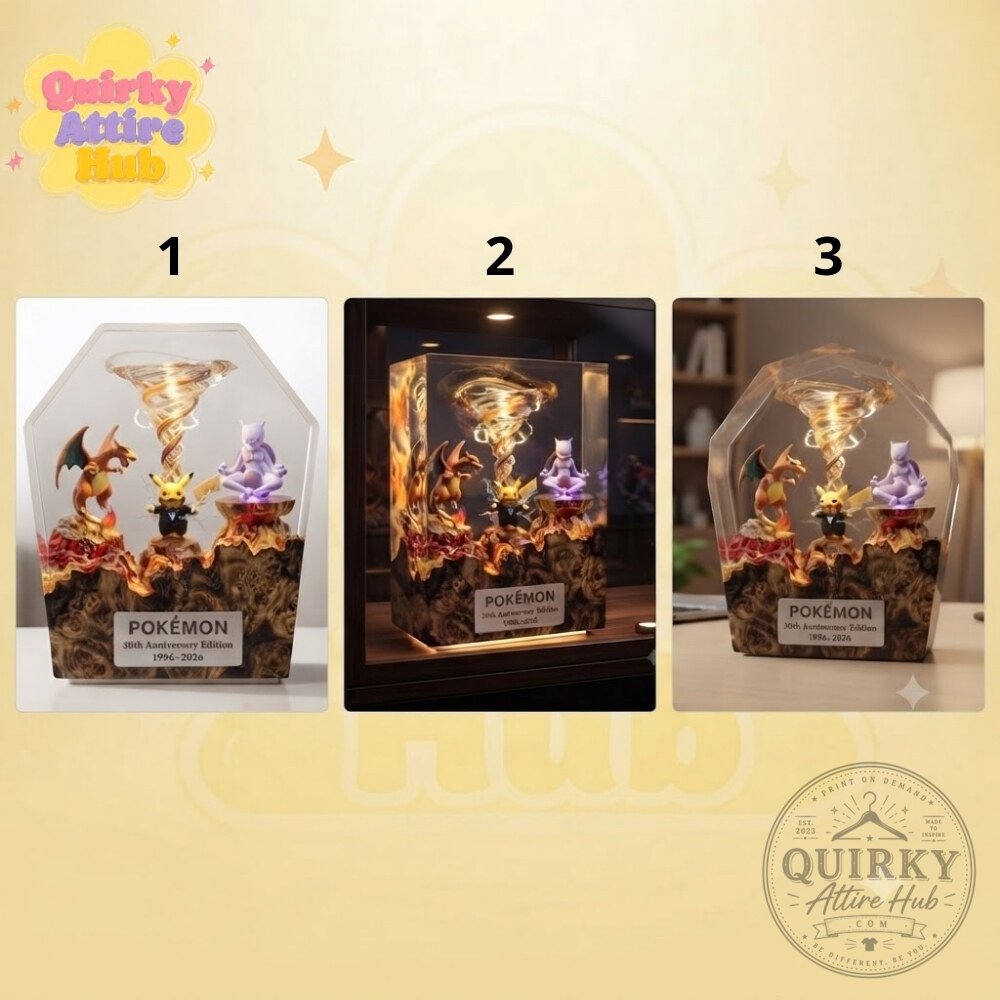 Pokemon 30th Anniversary 1996 2026 Gold Epoxy Resin Night Light Charizard Pikachu Mewtwo 11 Pokemon 30th Anniversary 1996 2026 Gold Epoxy Resin Night Light Charizard Pikachu Mewtwo