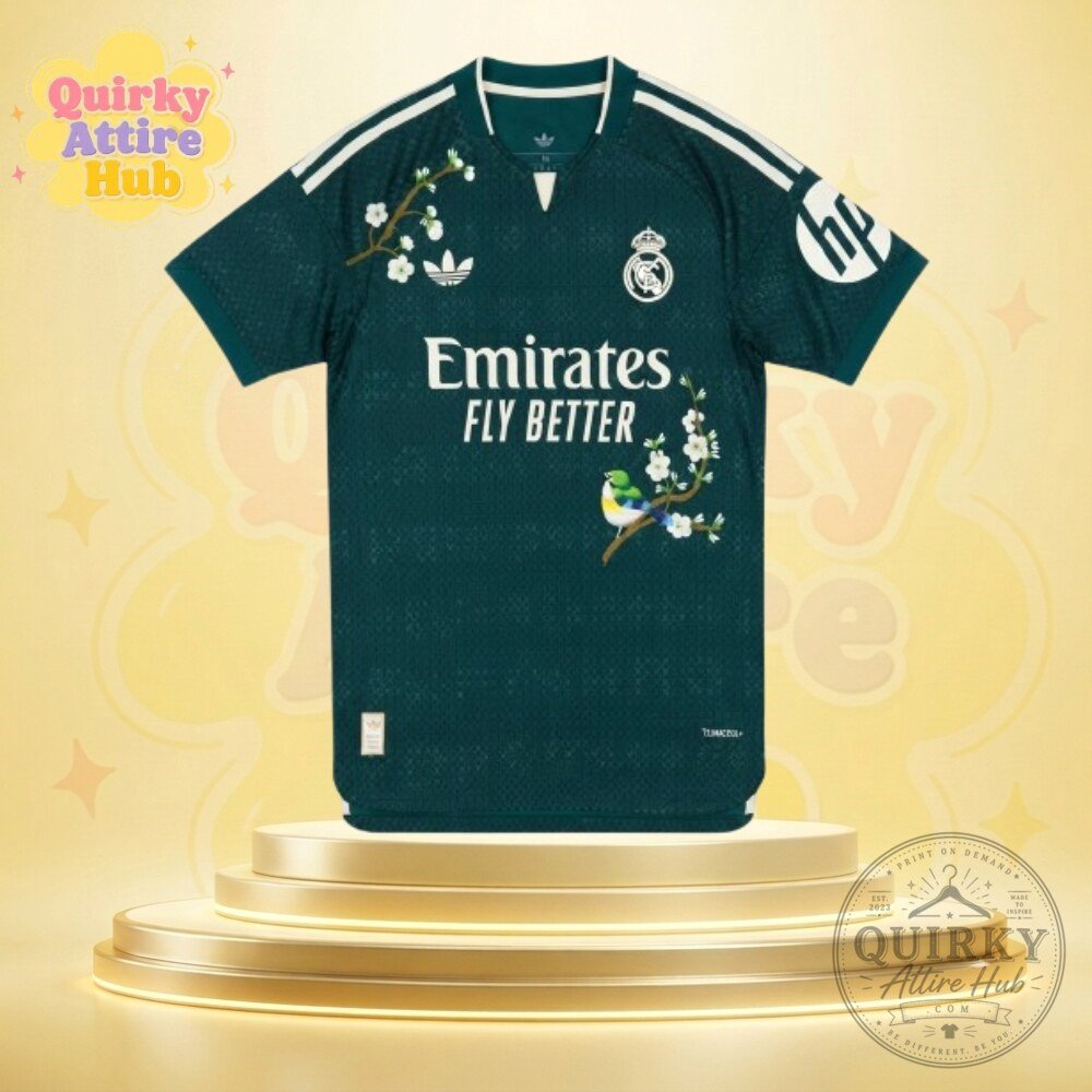 Real Madrid 2026/27 Sakura Floral Third Edition Jersey Dark Green Soccer Shirt