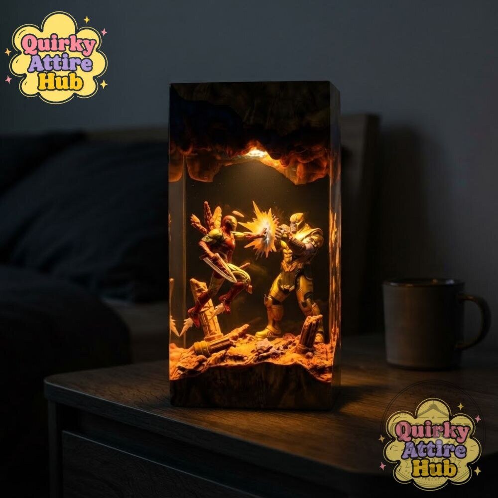 Iron Man vs Thanos Resin Lamp Marvel Epoxy Night Light & Battle Scene Decor