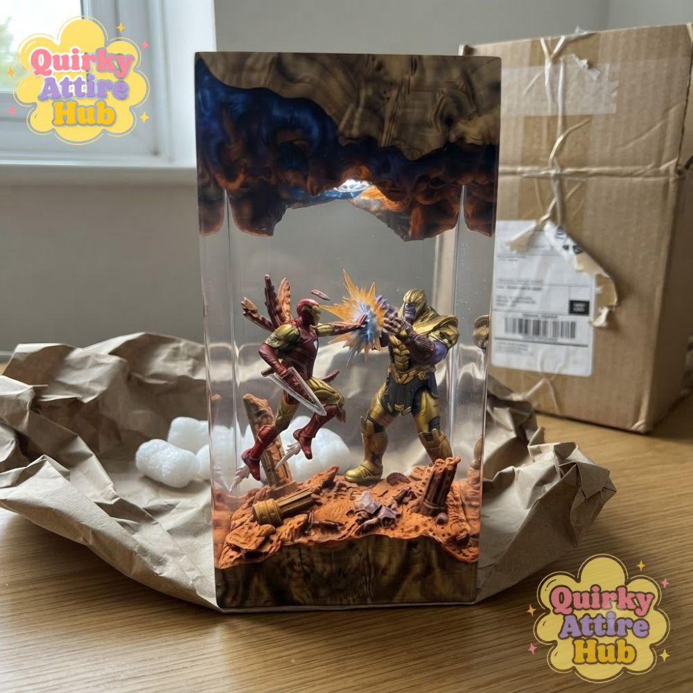 Iron Man vs Thanos Resin Lamp Marvel Epoxy Night Light & Battle Scene Decor (3) Iron Man vs Thanos Resin Lamp Marvel Epoxy Night Light & Battle Scene Decor — image 2