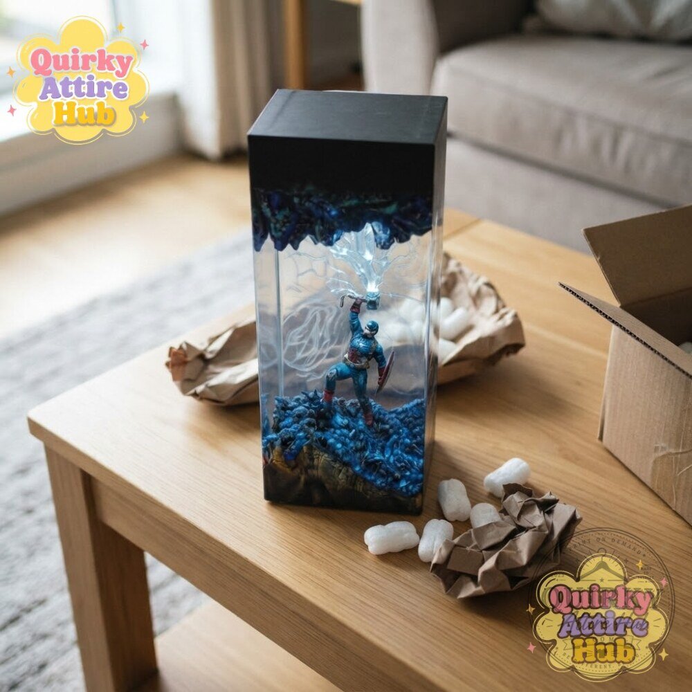 Captain America Mjolnir Resin Lamp Avengers Endgame Marvel Epoxy Night Light 13 Captain America Mjolnir Resin Lamp Avengers Endgame Marvel Epoxy Night Light