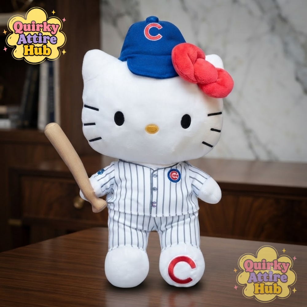 Chicago Cubs Hello Kitty 10 Jersey Plush Baseball Uniform Cat Toy (2) Chicago Cubs Hello Kitty Plush Cat Toy – Baseball Jersey Uniform
