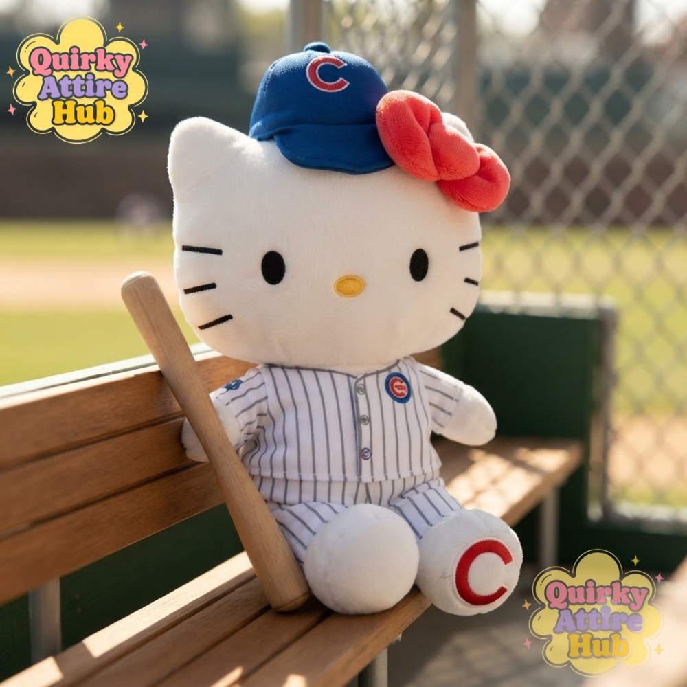 Chicago Cubs Hello Kitty 10 Jersey Plush Baseball Uniform Cat Toy (5) Chicago Cubs Hello Kitty Plush Cat Toy – Baseball Jersey Uniform — image 3