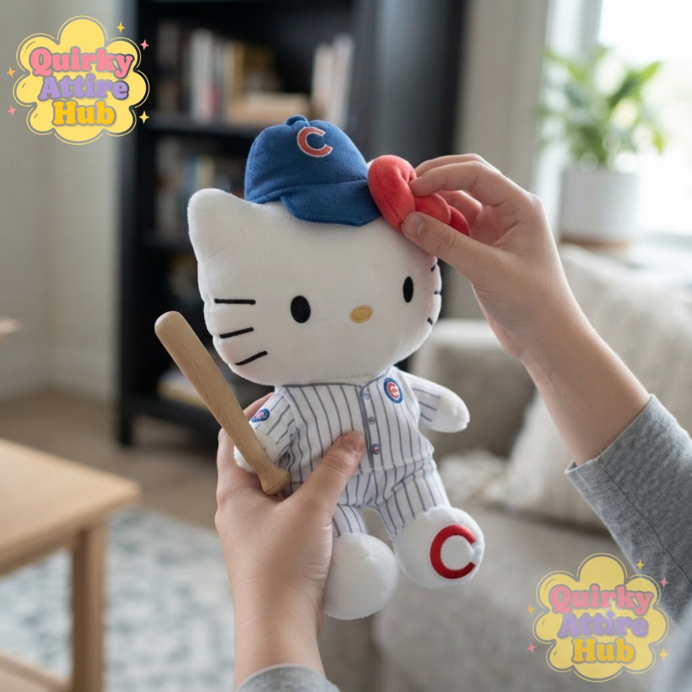 Chicago Cubs Hello Kitty 10 Jersey Plush Baseball Uniform Cat Toy (9) Chicago Cubs Hello Kitty Plush Cat Toy – Baseball Jersey Uniform — image 5