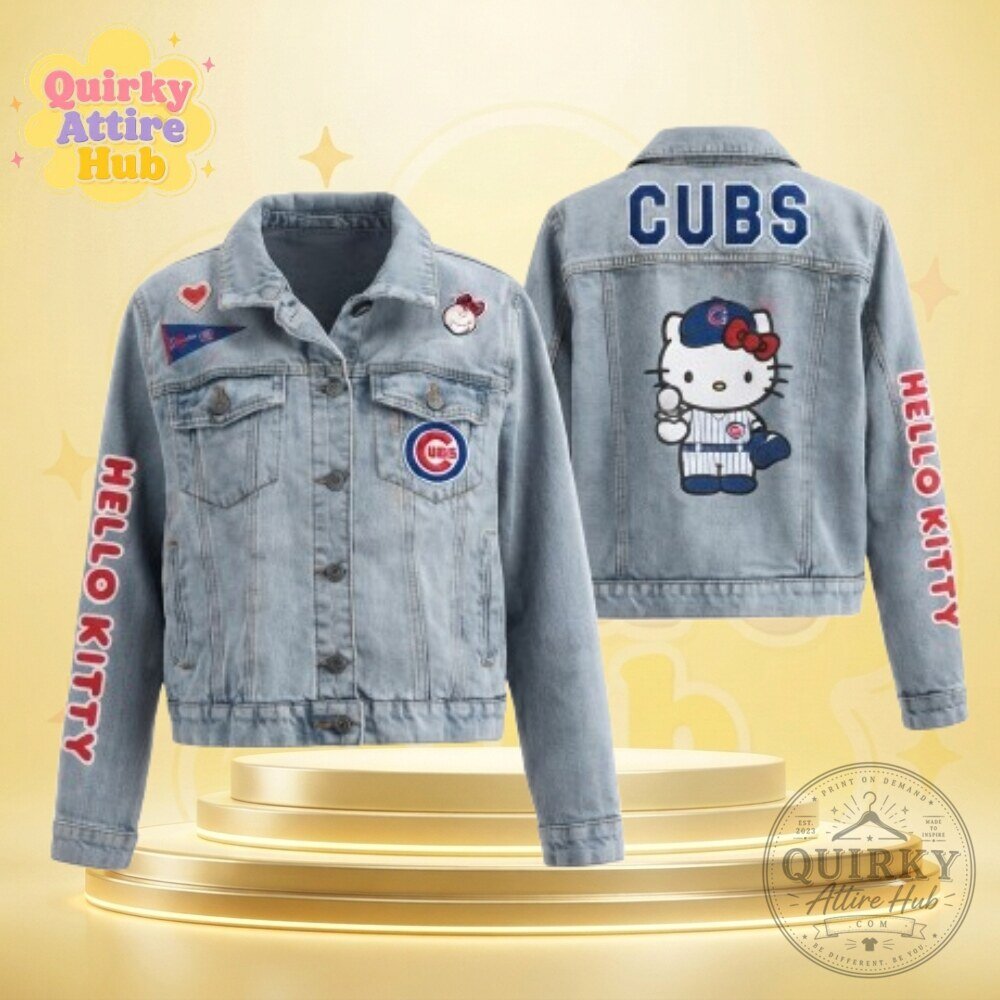 Chicago Cubs x Hello Kitty 2026 Denim Jacket Blue Baseball Jacket