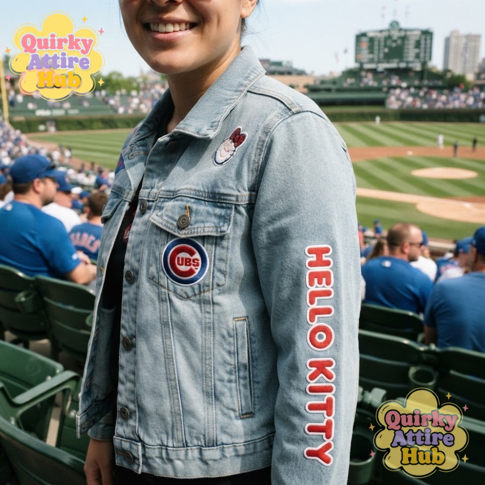 Chicago Cubs x Hello Kitty 2026 Denim Jacket Blue Baseball Jacket (7) Chicago Cubs Hello Kitty 2026 Blue Denim Baseball Jacket — image 4