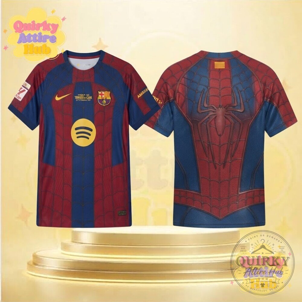 FC Barcelona x Spider-Man Julian Alvarez 2026 Concept Jersey Unofficial Football Shirt