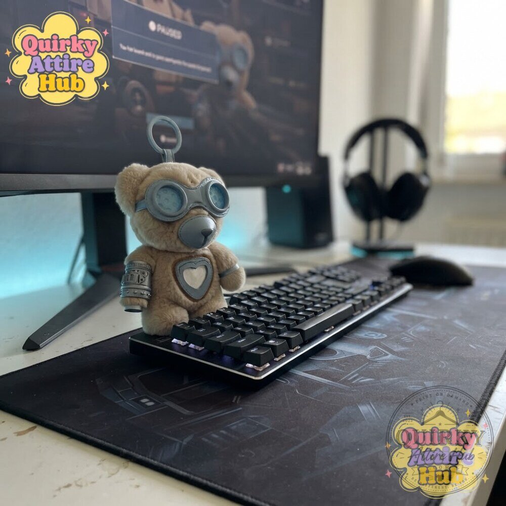 BLACKPINK Jisoo CLICK Baby Bear Plush Keychain Cyberpunk Futuristic Bear