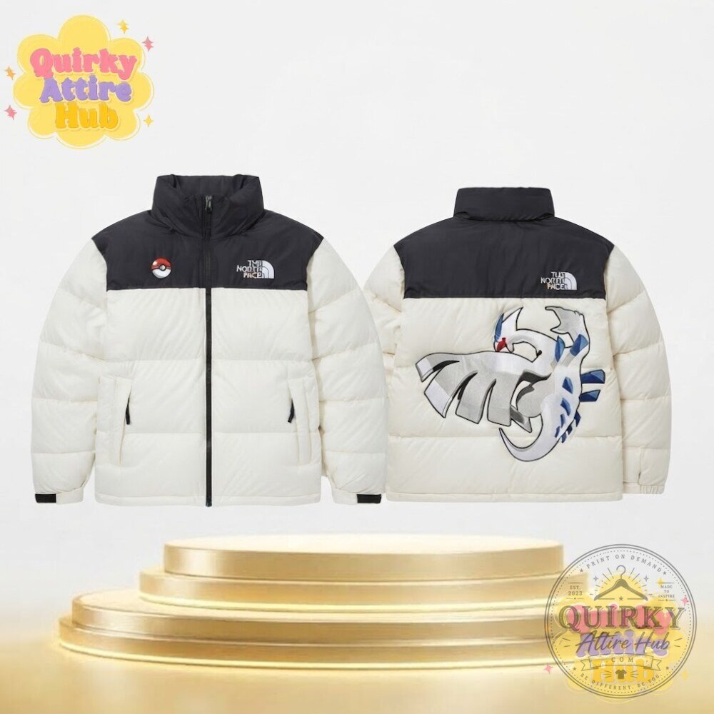 "Limited Edition Pokémon x North Face Lugia Puffer Jacket Launch" 5 Pokemon x The North Face Lugia Nuptse 700 Puffer Jacket Custom Embroidered