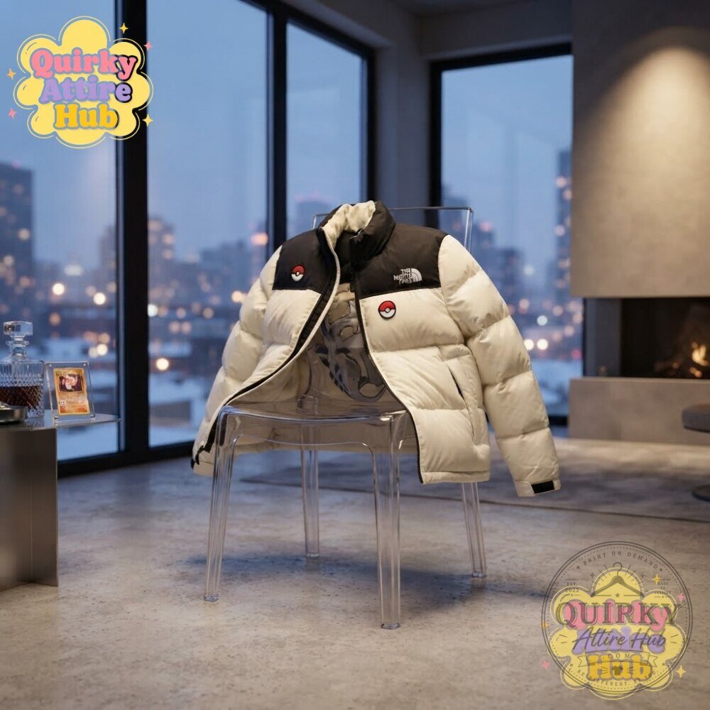 Pokemon x The North Face Lugia Nuptse 700 Puffer Jacket Custom Embroidered Lugia Nuptse 700 Puffer Jacket - Pokemon x The North Face Embroidered – image 7 of 11