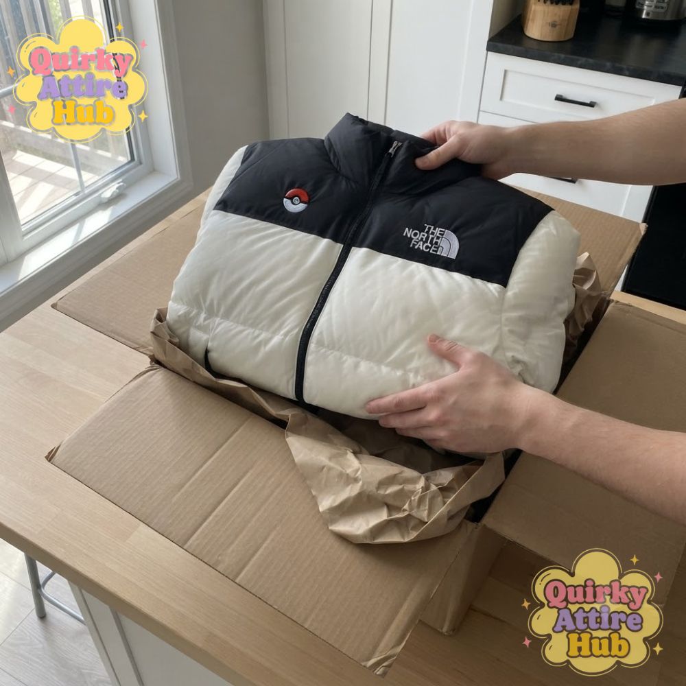 Pokemon x The North Face Lugia Nuptse 700 Puffer Jacket Custom Embroidered (4) Lugia Nuptse 700 Puffer Jacket – Pokemon x The North Face Embroidered — image 4
