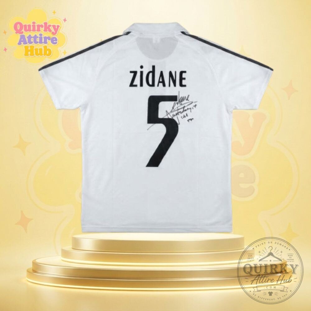 "Authentic 2005-06 Zinedine Zidane Signed Real Madrid Jersey #5" 19 Zinedine Zidane Signed Real Madrid 2005-06 Jersey #5
