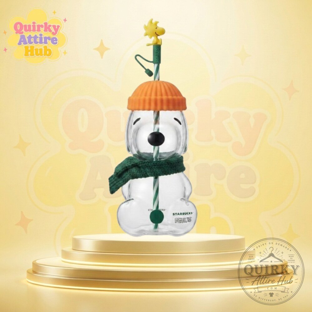 "Buy Starbucks Snoopy Cup: Peanuts Glass Cold Cup with Woodstock Topper" 13 Starbucks Snoopy Cup Peanuts Glass Cold Cup with Woodstock Topper