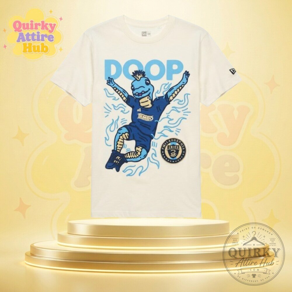 "Celebrate with Philadelphia Union Phang Mascot DOOP Graphic T-Shirt" 11 Philadelphia Union Phang Mascot Celebrating T-Shirt DOOP Graphic Tee
