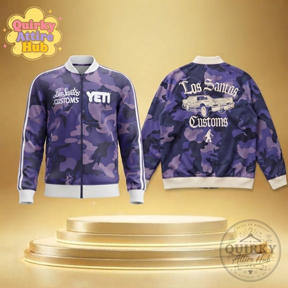 "Unlock the Exclusive Yeti x LS Customs Purple Camo GTA Jacket" 1 Yeti x LS Customs Purple Camo Jacket GTA Online Tracksuit