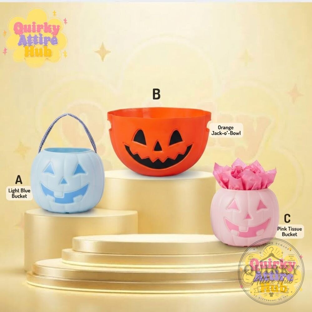 "Discover the Perfect Pink & Blue Halloween Boo Basket Candy Bowl" 15 Pink & Blue Halloween Boo Basket Pumpkin Candy Bowl