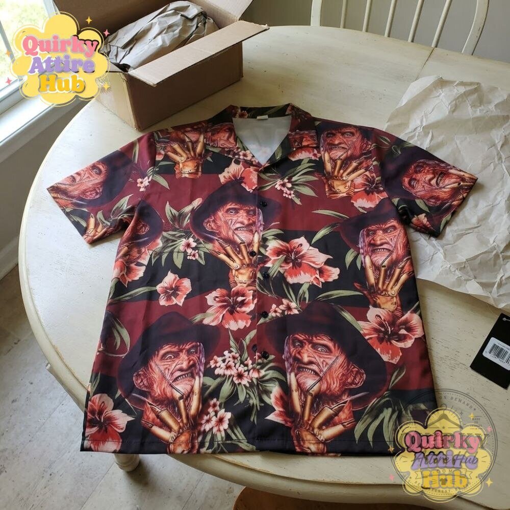 Freddy Krueger Hawaiian Shirt A Nightmare on Elm Street Horror Button-Up 22 Freddy Krueger Hawaiian Shirt A Nightmare on Elm Street Horror Button-Up
