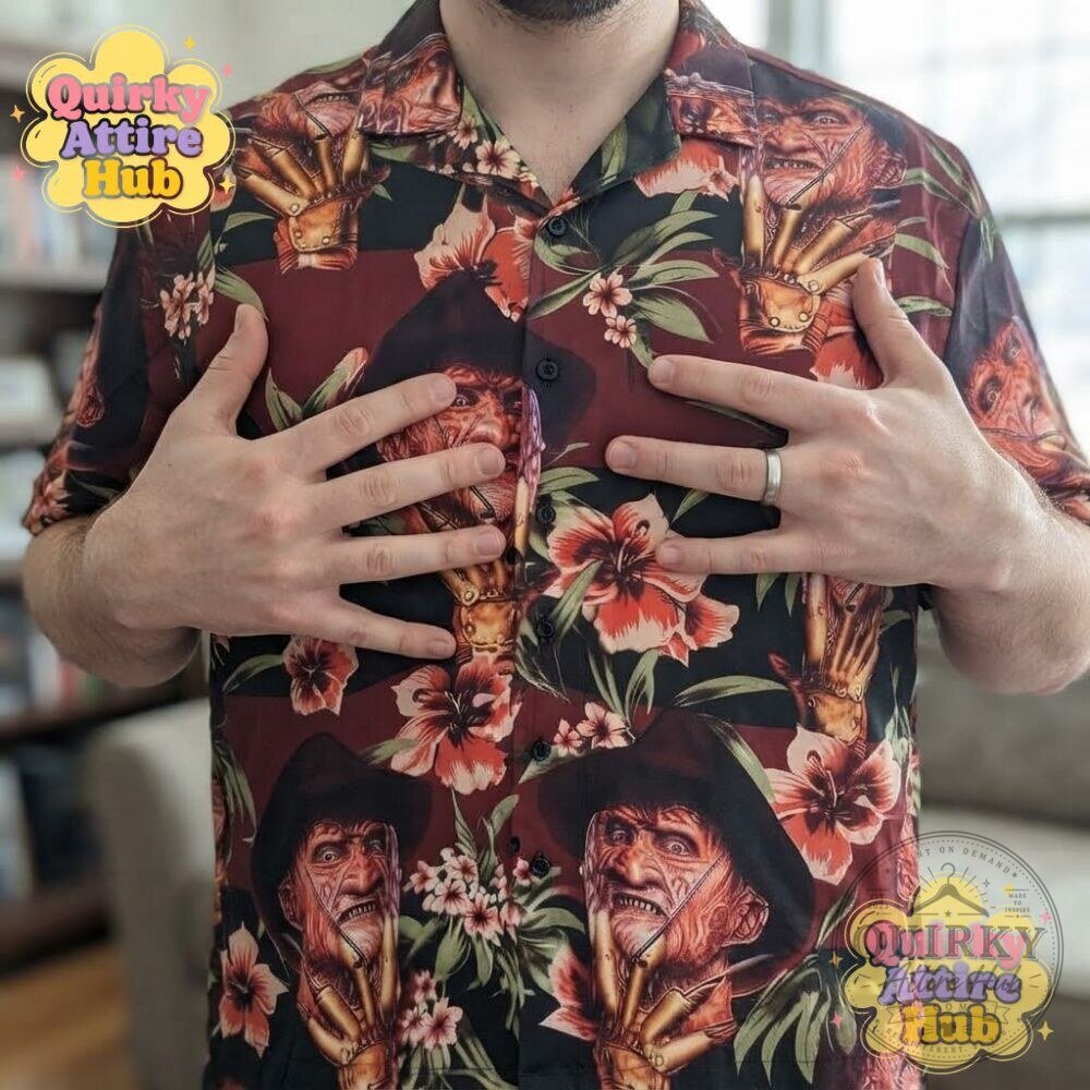 Freddy Krueger Hawaiian Shirt A Nightmare on Elm Street Horror Button-Up 23 Freddy Krueger Hawaiian Shirt A Nightmare on Elm Street Horror Button-Up