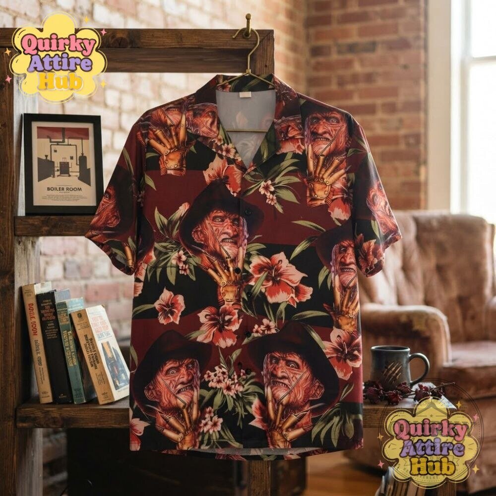 Freddy Krueger Hawaiian Shirt A Nightmare on Elm Street Horror Button-Up 24 Freddy Krueger Hawaiian Shirt A Nightmare on Elm Street Horror Button-Up