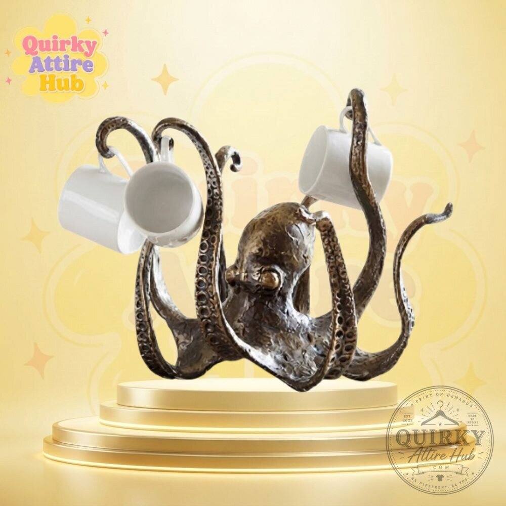 "Unique Bronze Resin Octopus Mug Holder: Perfect Cup Holder Gift Idea" 5 Octopus Mug Holder Bronze Resin Octopus Cup Holder