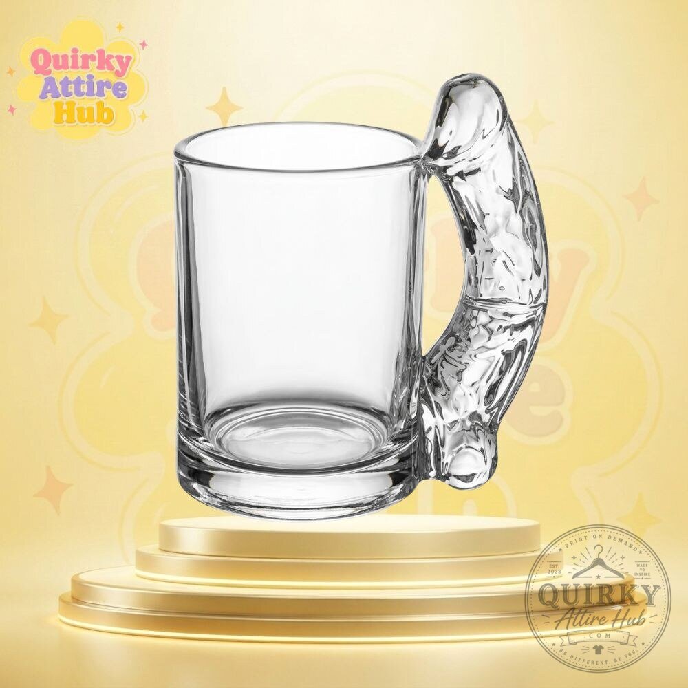 Funny Novelty Penis Handle Glass Mug Naughty Coffee & Beer Cup