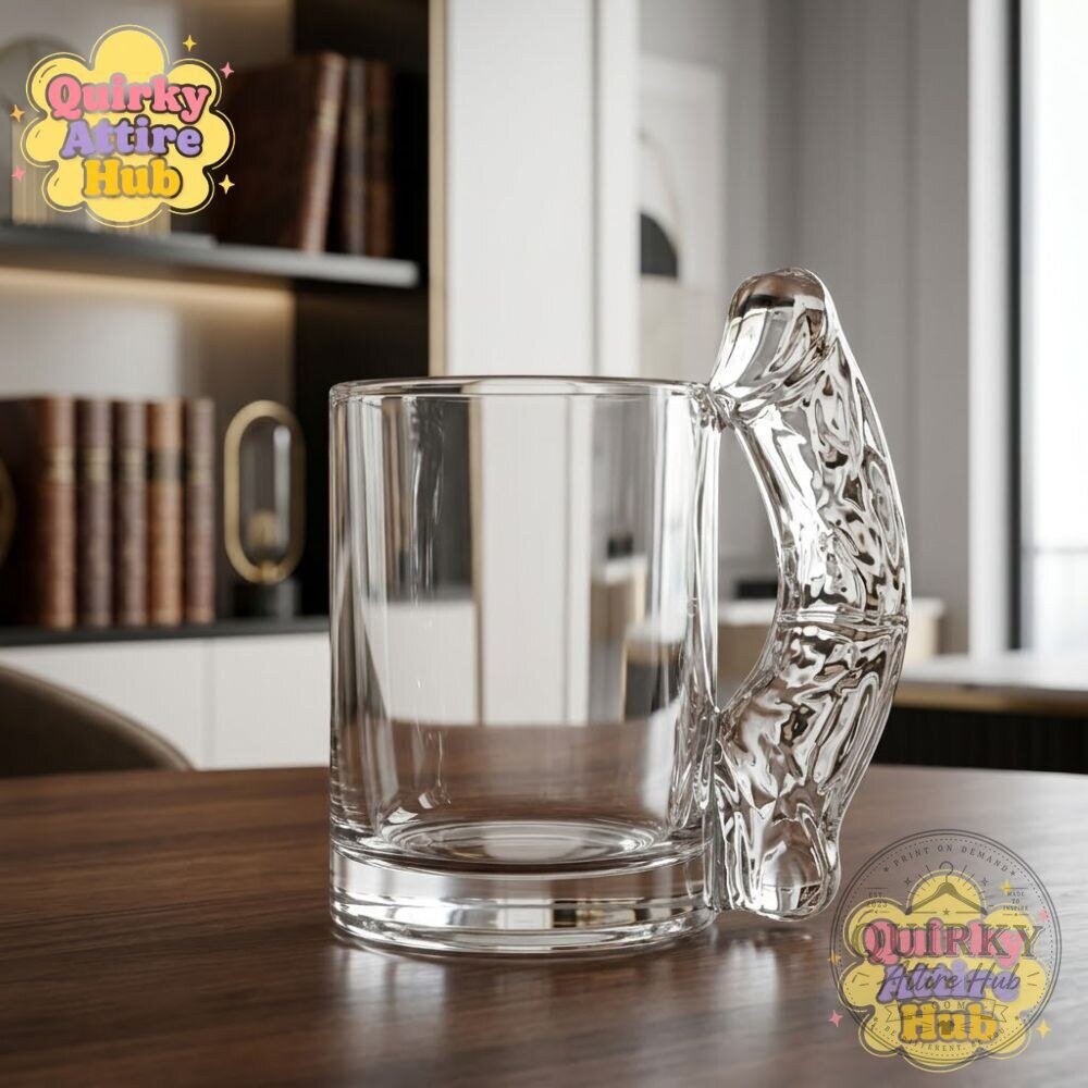 Funny Novelty Penis Handle Glass Mug Naughty Coffee & Beer Cup Naughty Penis Handle Glass Mug for Coffee & Beer – image 2 of 6