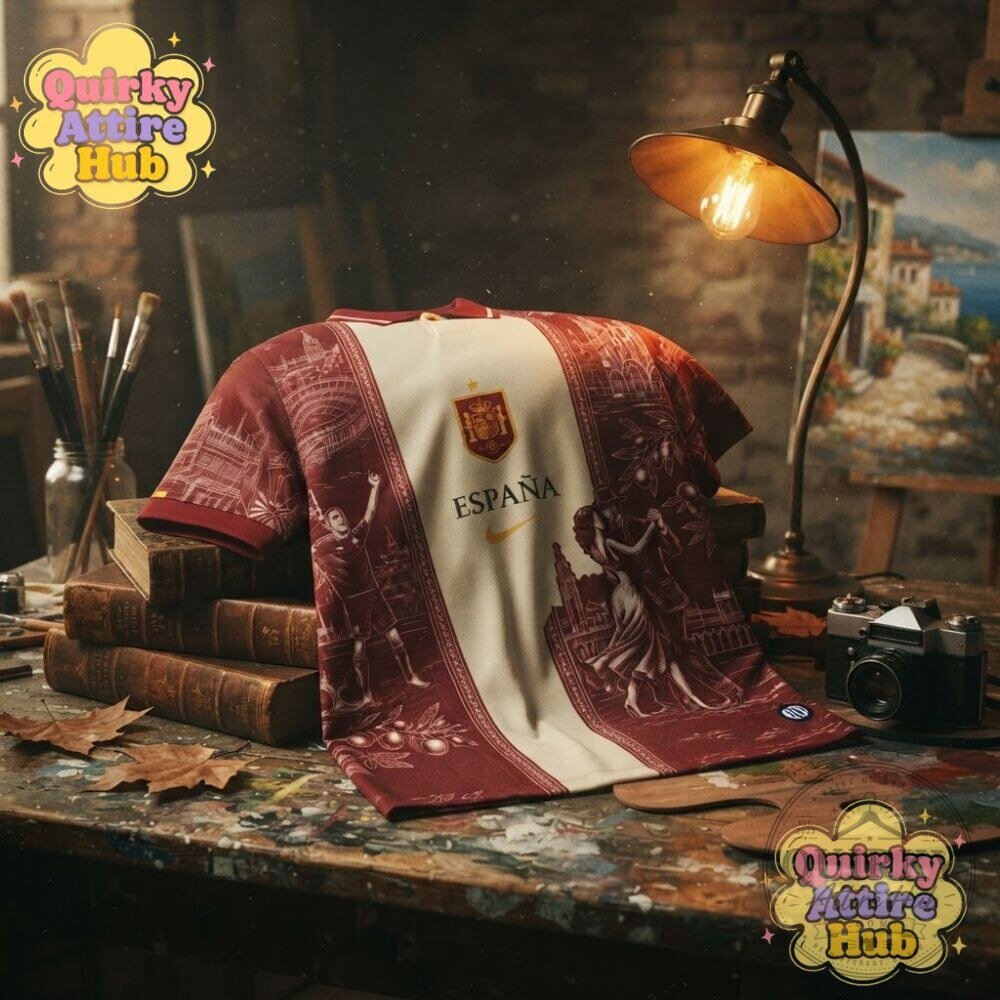 Spain Espana Soccer Polo Shirt Maroon Vintage Flamenco & Barcelona Print 15 Spain Espana Soccer Polo Shirt Maroon Vintage Flamenco & Barcelona Print