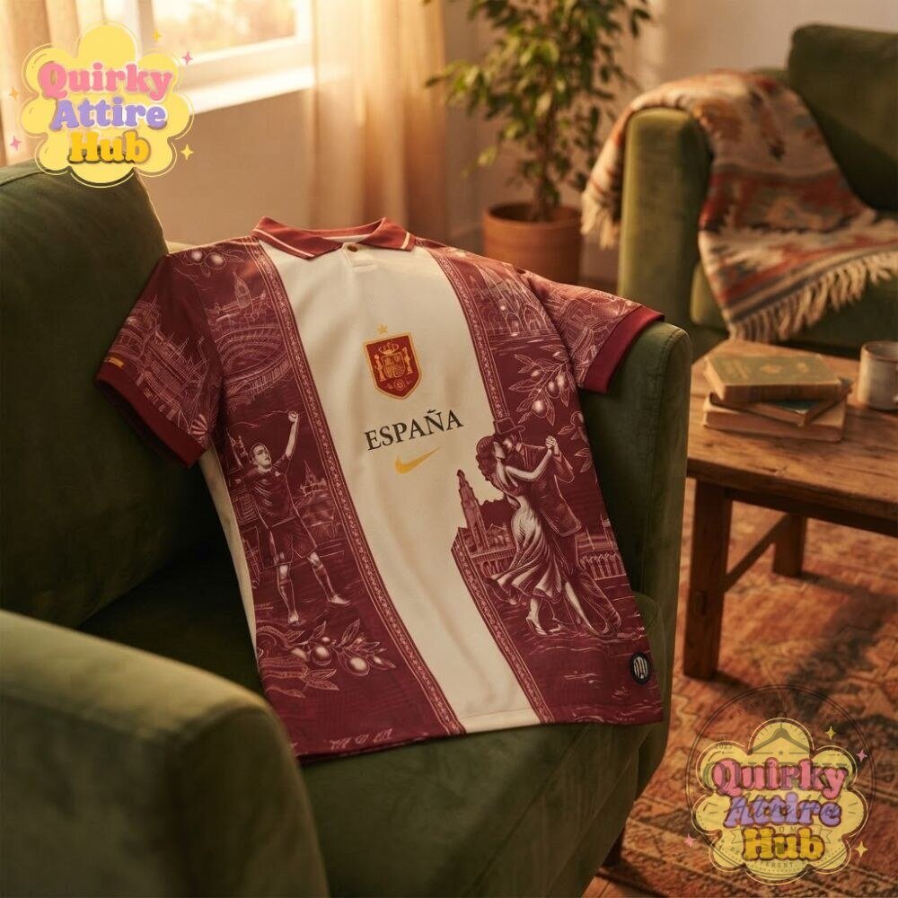 Spain Espana Soccer Polo Shirt Maroon Vintage Flamenco & Barcelona Print 17 Spain Espana Soccer Polo Shirt Maroon Vintage Flamenco & Barcelona Print