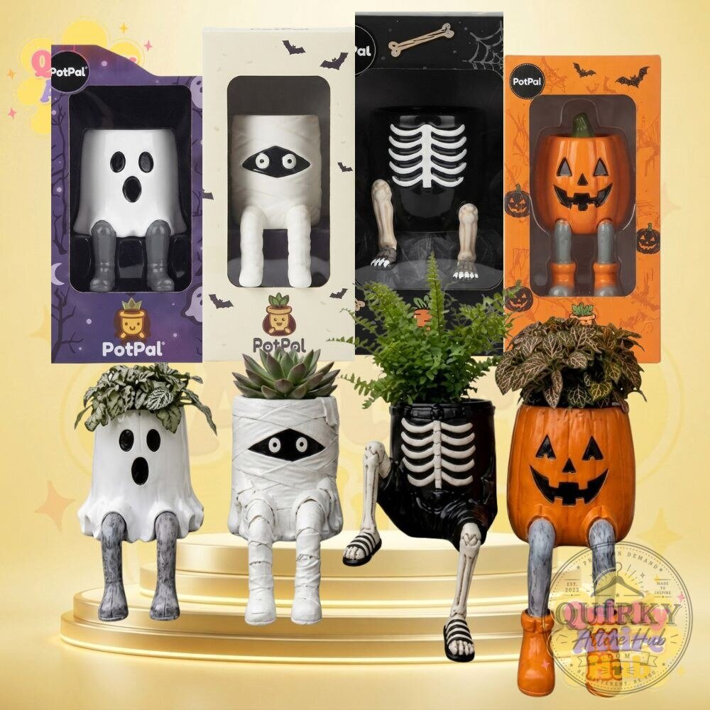 Spooky 2026 Halloween Monster Planters Skeleton Pumpkin Mummy Ghost Decor