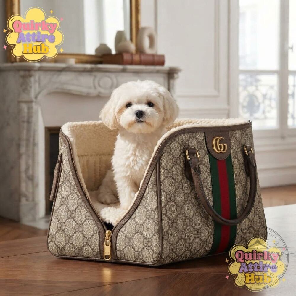 "Luxury Gucci GG Monogram Pet Bed: Stylish Comfort for Dogs & Cats" 9 Gucci GG Monogram Bag-Style Pet Bed Green Red Web Dog & Cat Bed