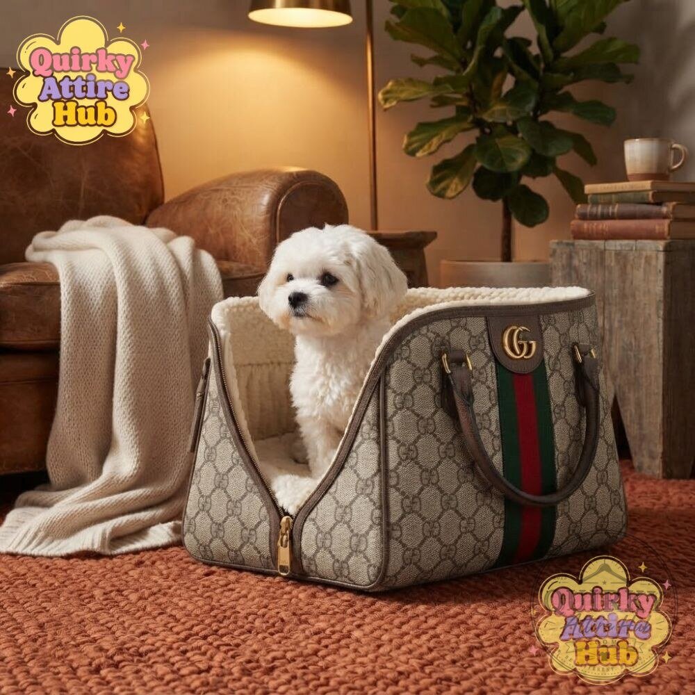 "Luxury Gucci GG Monogram Pet Bed: Stylish Comfort for Dogs & Cats" 11 Gucci GG Monogram Bag-Style Pet Bed Green Red Web Dog & Cat Bed