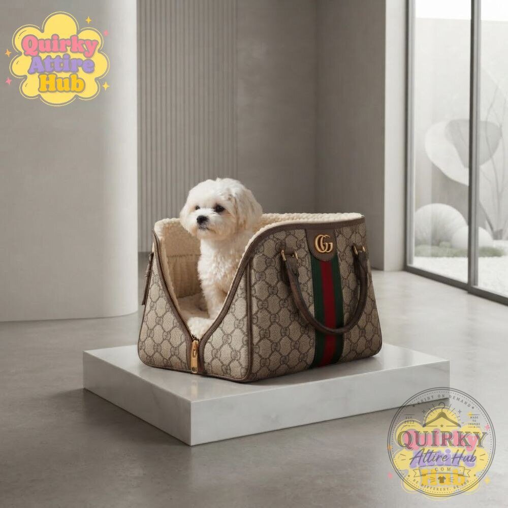 "Luxury Gucci GG Monogram Pet Bed: Stylish Comfort for Dogs & Cats" 6 Gucci GG Monogram Bag-Style Pet Bed Green Red Web Dog & Cat Bed