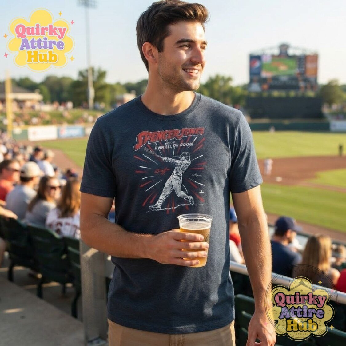 Spencer Jones and the Barrel of Boom T-Shirt Midnight Navy Baseball Graphic Tee 21 Spencer Jones and the Barrel of Boom T-Shirt Midnight Navy Baseball Graphic Tee