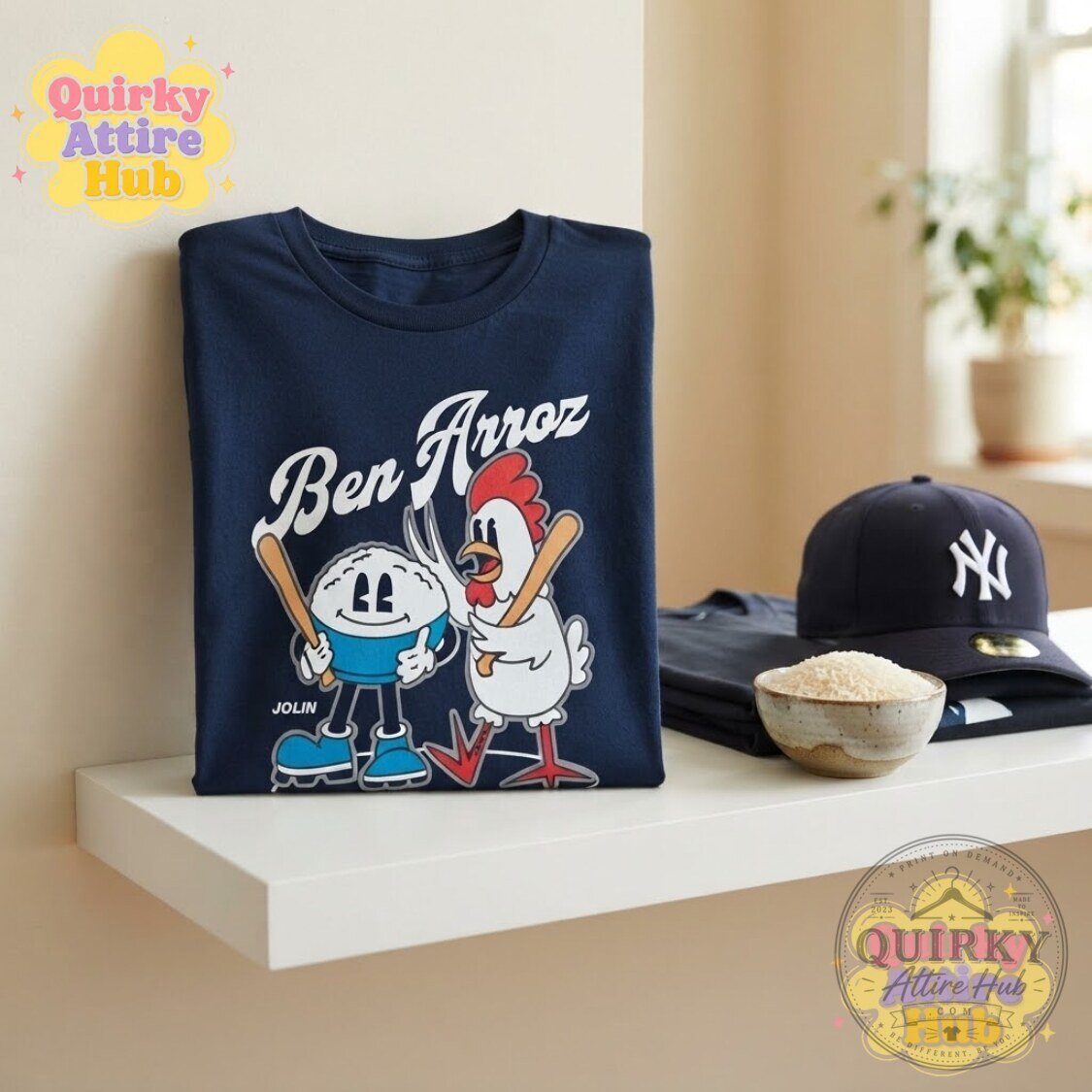 Ben Arroz Jolin’s Famous Arroz con Pollo T-Shirt New York Baseball Graphic Tee 14 Ben Arroz Jolin’s Famous Arroz con Pollo T-Shirt New York Baseball Graphic Tee