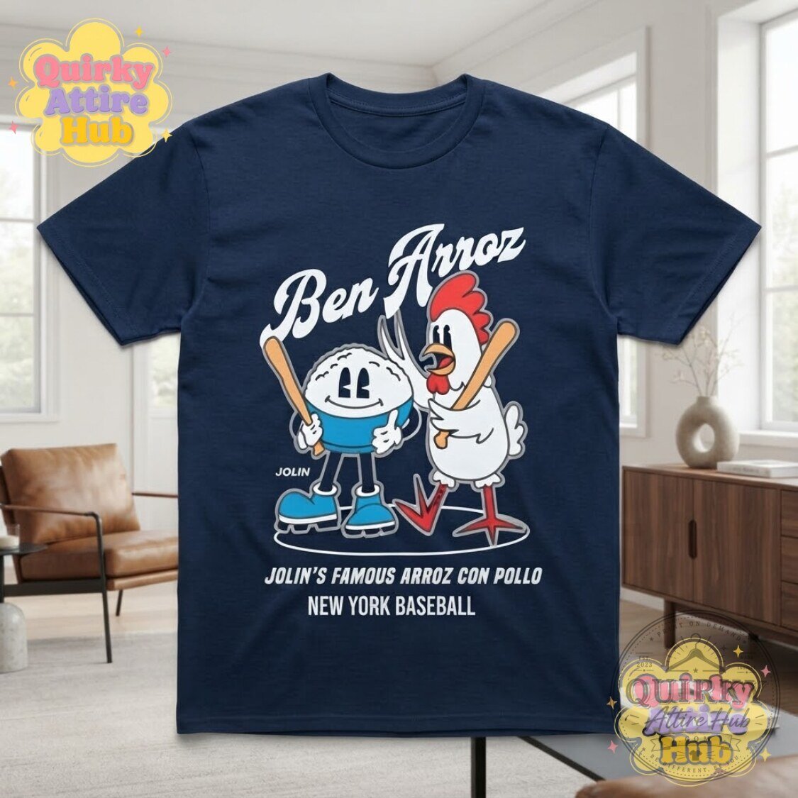 Ben Arroz Jolin’s Famous Arroz con Pollo T-Shirt New York Baseball Graphic Tee 15 Ben Arroz Jolin’s Famous Arroz con Pollo T-Shirt New York Baseball Graphic Tee