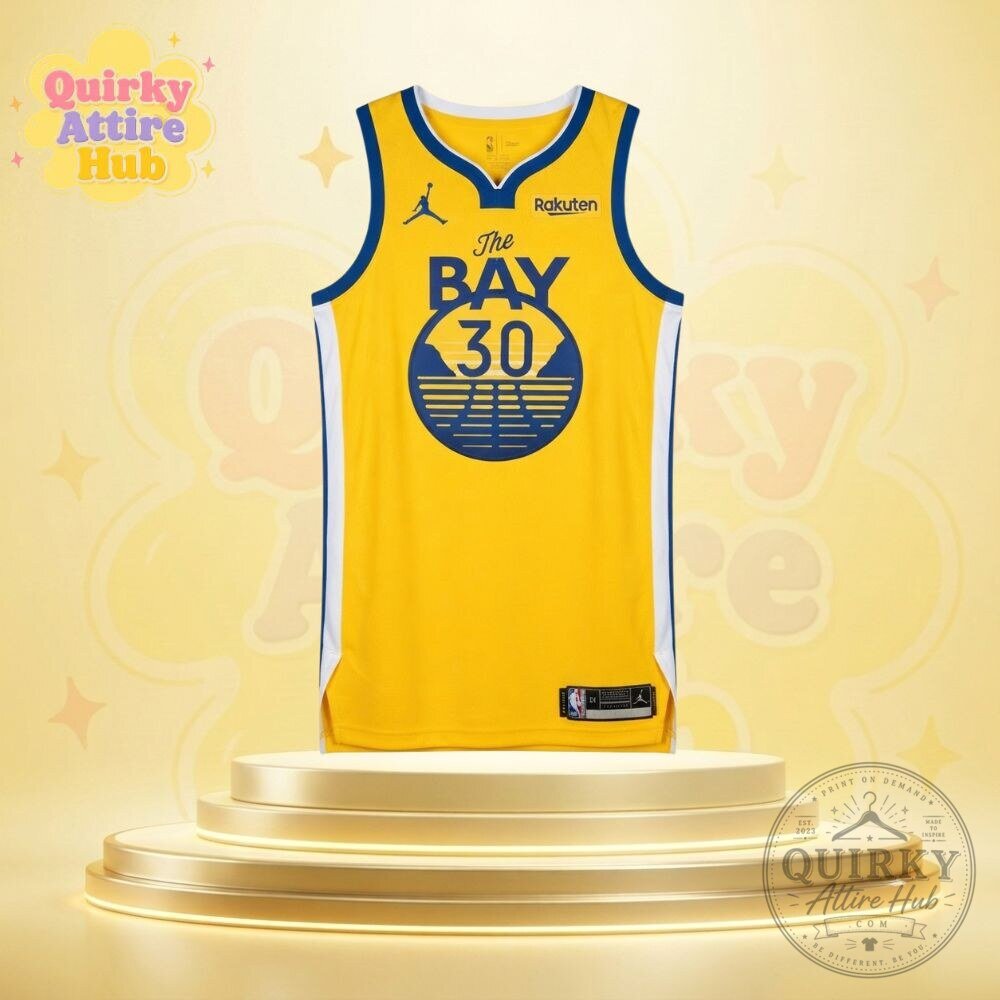 Golden State Warriors Stephen Curry #30 The Bay Jersey Statement Edition Swingman Basketball Shirt