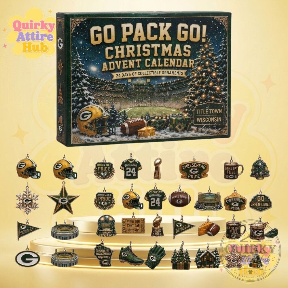 Green Bay Packers Go Pack Go Christmas Advent Calendar 24-Day NFL Collectible Ornaments